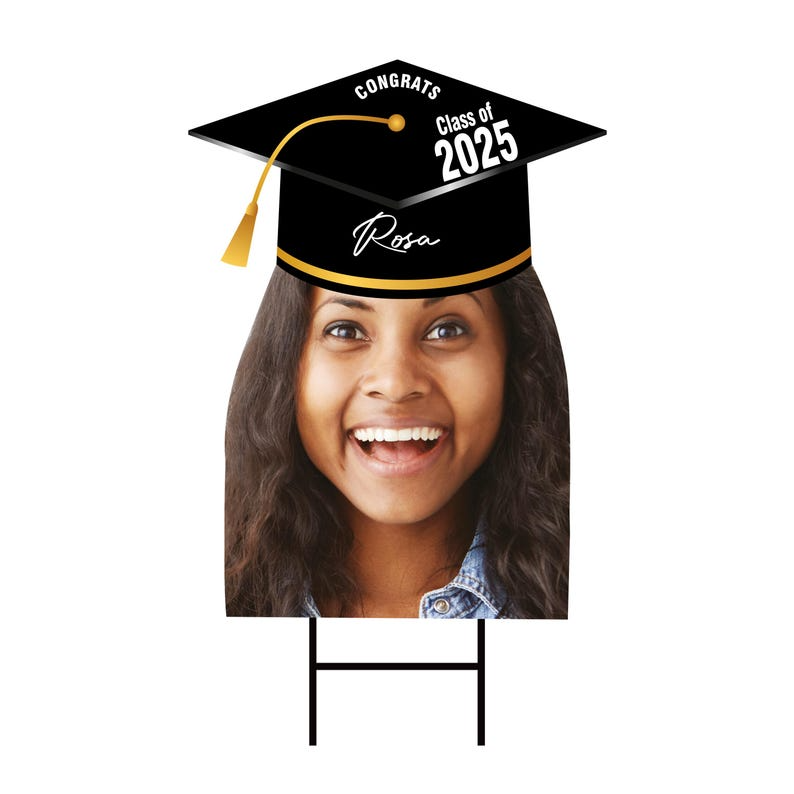 Custom Graduation Face Yard Sign 2025 - Class of 2025, Graduation Hat, Grad 2025
