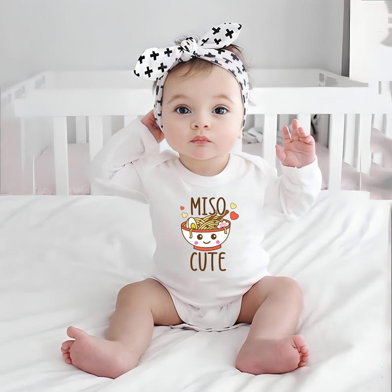 Miso Cute Baby Shirt, Unisex Baby Outfit, Hipster Baby Gift Idea