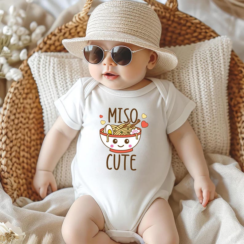 Miso Cute Baby Shirt, Unisex Baby Outfit, Hipster Baby Gift Idea
