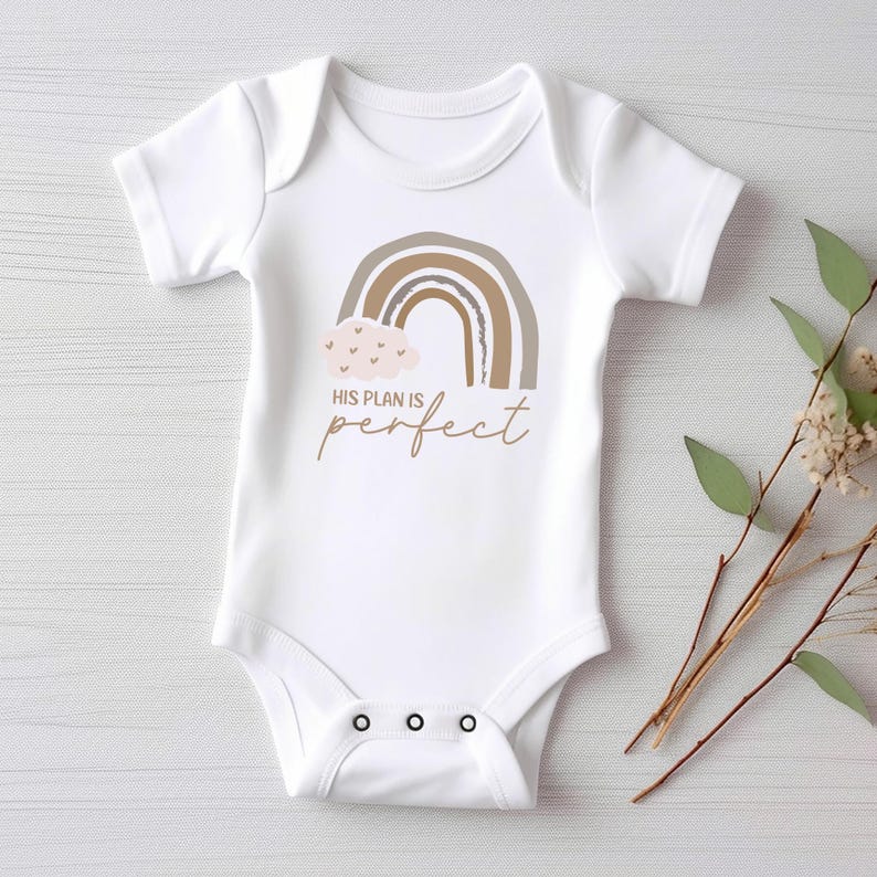 His Plan Is Perfect Baby Bodysuit, Rainbow Christian Baby Outfit