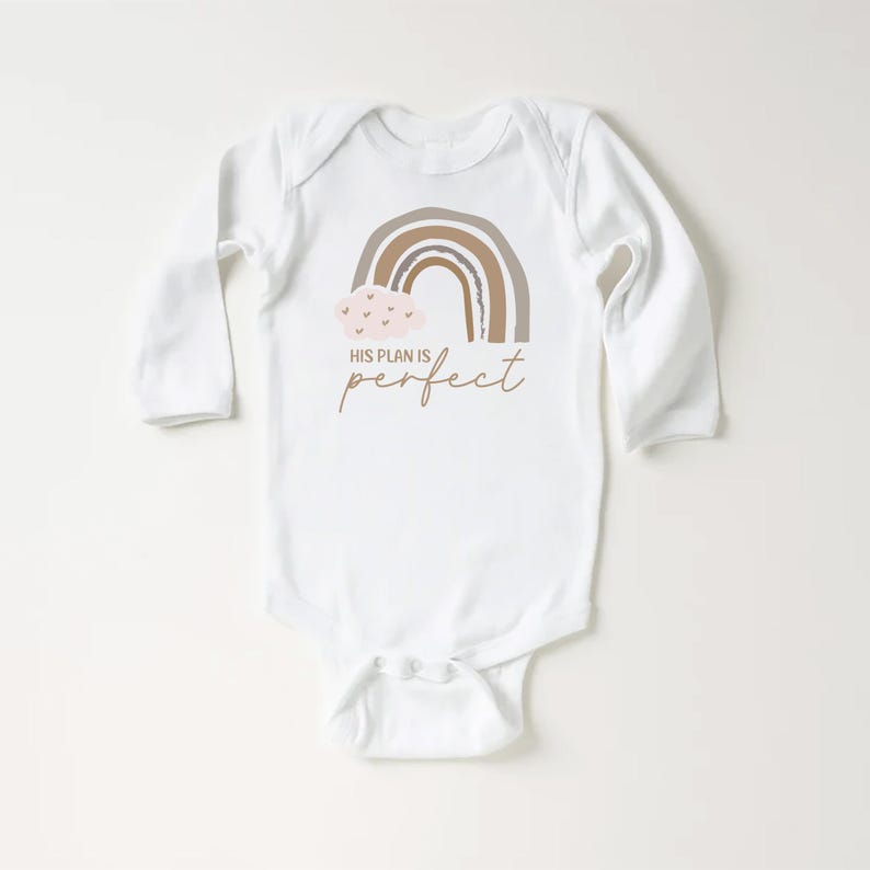 His Plan Is Perfect Baby Bodysuit, Rainbow Christian Baby Outfit