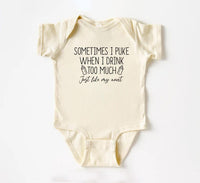 Sometimes I Puke When I Drink Too Much Baby Bodysuit, Baby Shower Gift from Auntie