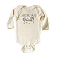 Sometimes I Puke When I Drink Too Much Baby Bodysuit, Baby Shower Gift from Auntie