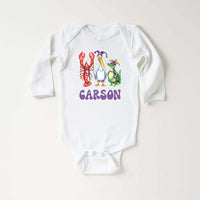 Personalized Mardi Gras Baby Bodysuit, Adorable Mardi Gras Parade Outfit for Boys and Girls