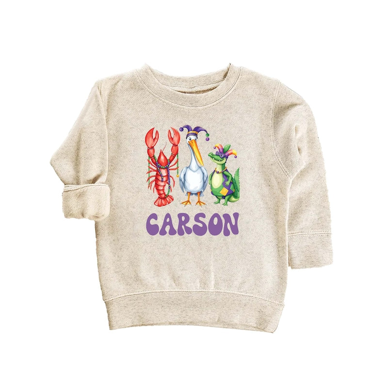 Personalized Mardi Gras Baby Bodysuit, Adorable Mardi Gras Parade Outfit for Boys and Girls