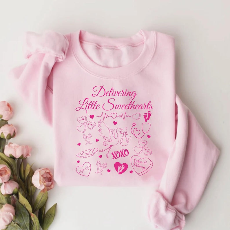 Labor and Delivery Nurse Sweatshirt, Valentine Day L & D Nurse Sweatshirt