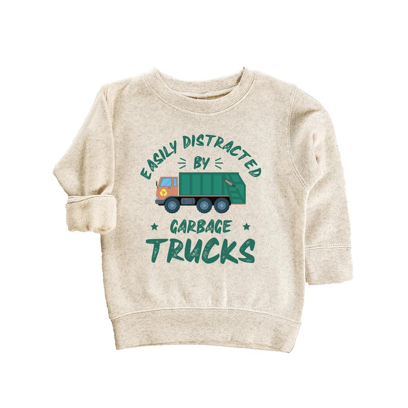 Garbage Truck Baby Sweatshirt, Funny Truck Driver Birthday Gift for Boys and Girls
