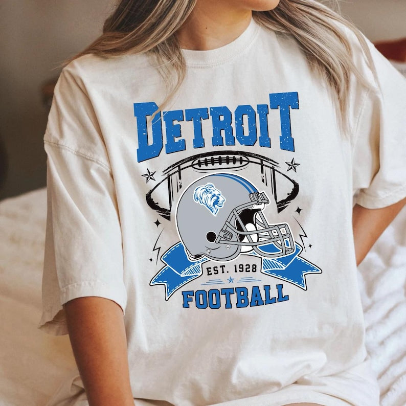 Detroit Football Vintage Short Sleeve Shirt, Classic Football Shirt