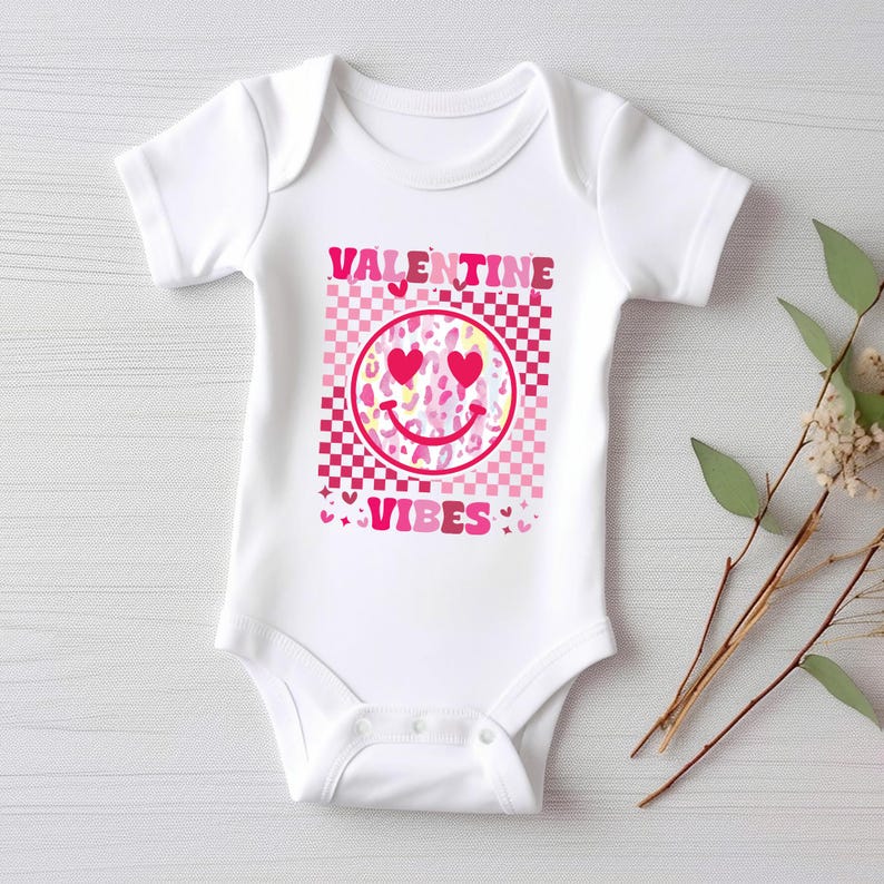Valentine Vibes Baby Bodysuit, Heart Valentine's Day Outfit