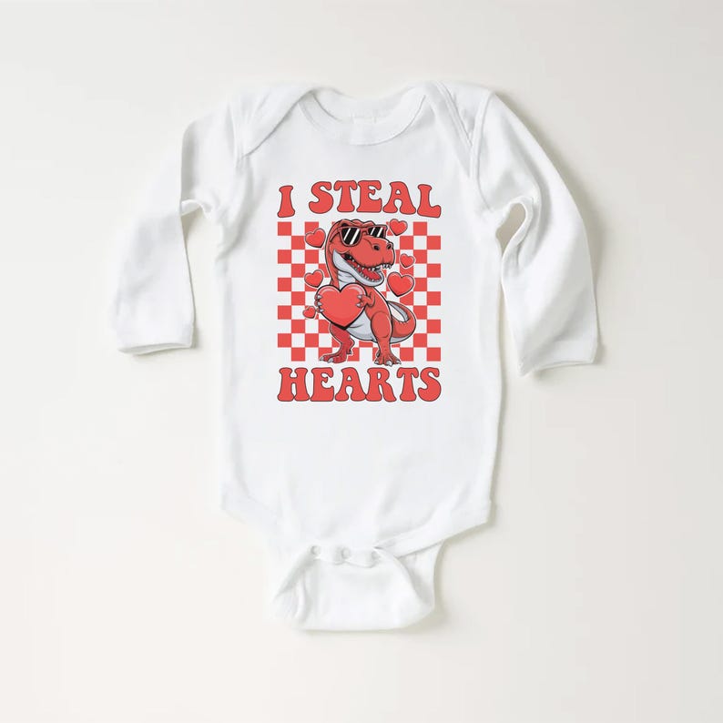 I Steal Hearts Baby Bodysuit, Cute Valentine Day Kids Outfit