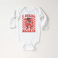 I Steal Hearts Baby Bodysuit, Cute Valentine Day Kids Outfit