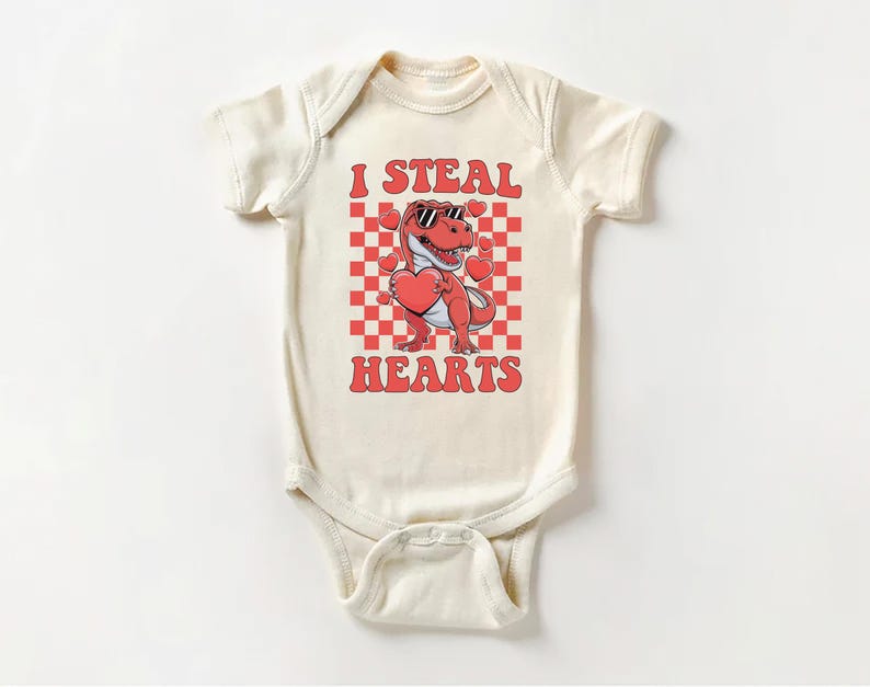 I Steal Hearts Baby Bodysuit, Cute Valentine Day Kids Outfit