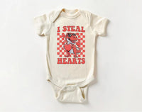 I Steal Hearts Baby Bodysuit, Cute Valentine Day Kids Outfit