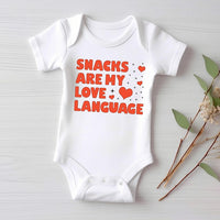Snacks Are My Love Language Baby Sweatshirt, Cute Valentine Day Kids Outfit