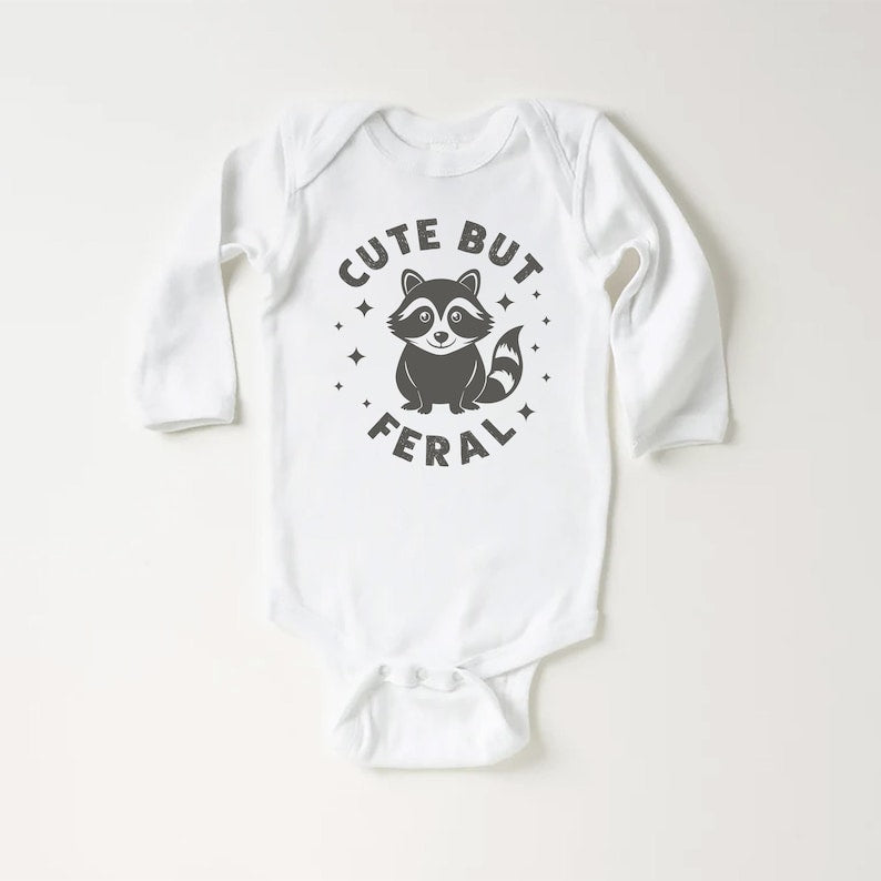 Cute But Feral Baby Shirt, Meme-Inspired Gift for Kids and Toddlers
