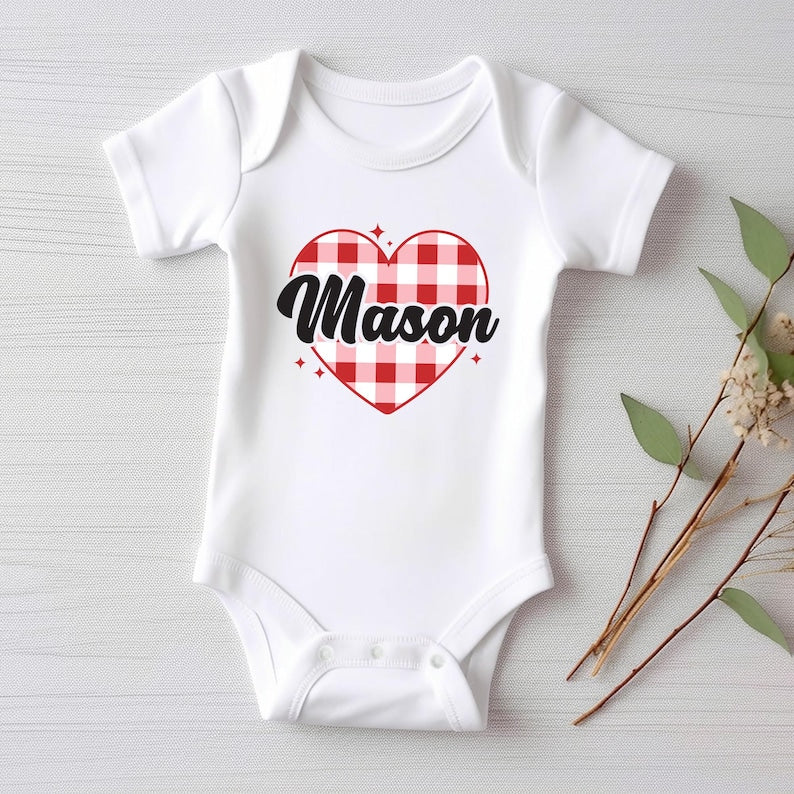 Heart Valentine's Day Baby Bodysuit, Custom Kids Valentine's Baby Pullover