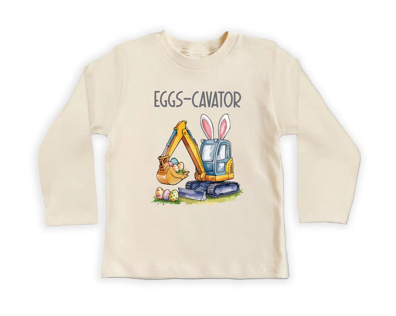 Eggs-Cavator Baby Shirt, Boys Easter Pullover