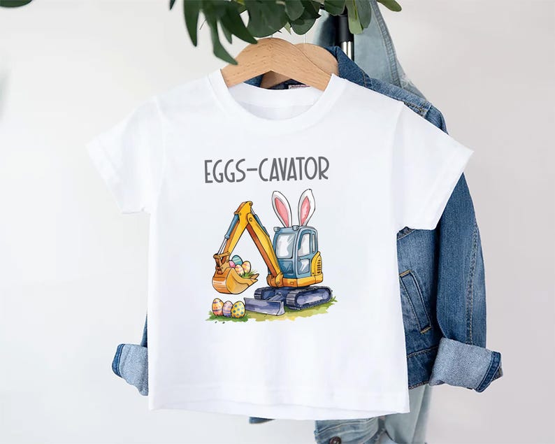 Eggs-Cavator Baby Shirt, Boys Easter Pullover