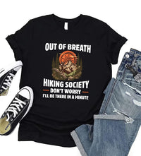 Out of Breath Hiking Society Short Sleeve T-Shirt, Funny Hiking T-Shirt
