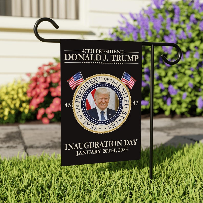 Trump Inauguration 2025 Garden Flag, 12x18 Inch Double Sided, JD Vance Lawn Flag, 45 47 President Donald Trump Flag, Trump Inauguration Flag