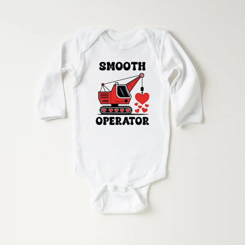 Construction Valentine Baby Bodysuit, First Valentines Day Outfit
