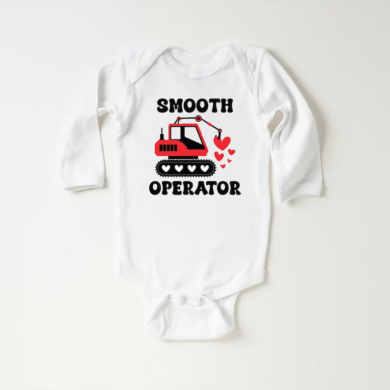 Construction Valentine Baby Bodysuit, First Valentines Day Outfit