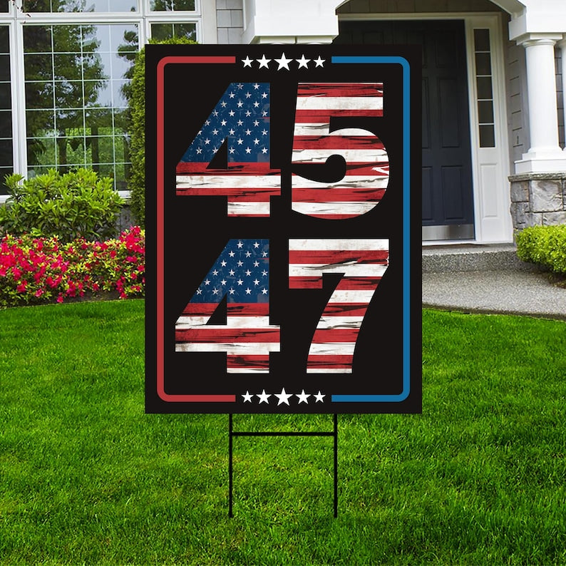Trump Inauguration 2025 Yard Sign - JD Vance Lawn Sign, 45 47 President Donald Trump Sign, Trump Inauguration Yard Sign with Metal H-Stake