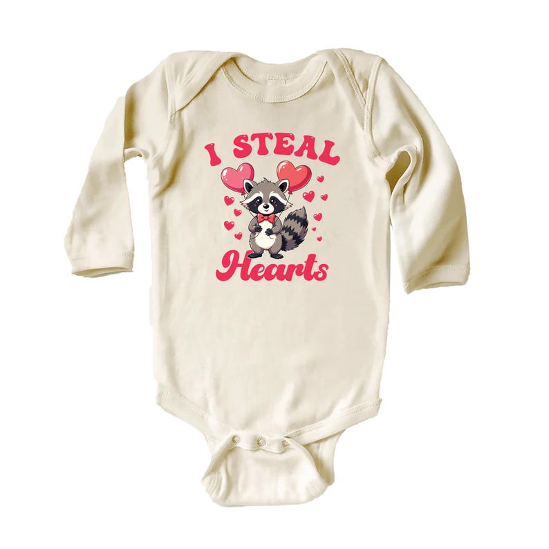 I Steal Hearts Baby Sweatshirt, Cute Animal Valentine Outfit