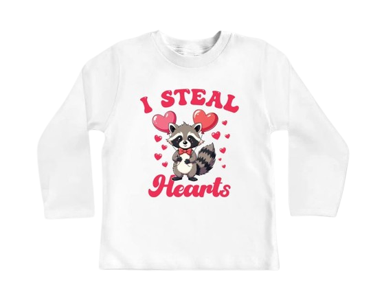 I Steal Hearts Baby Sweatshirt, Cute Animal Valentine Outfit