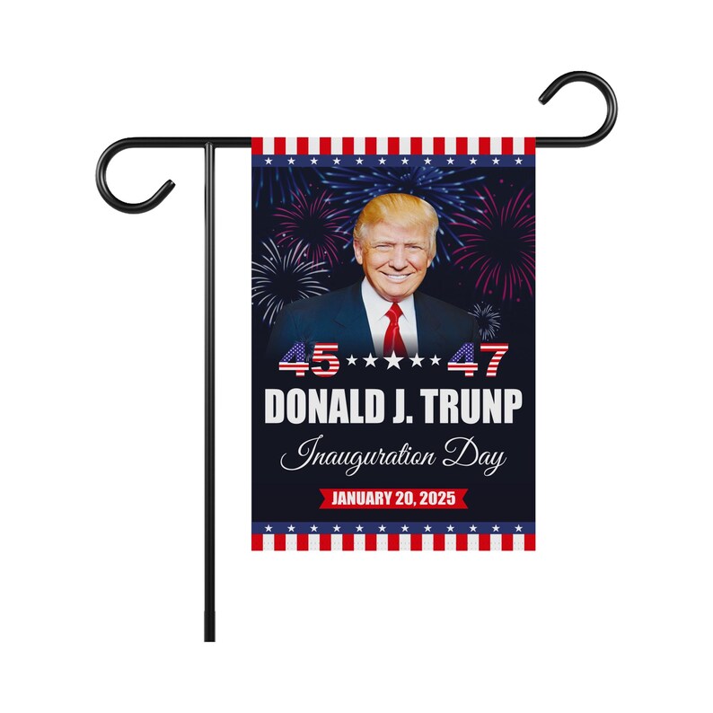 Trump Inauguration 2025 Garden Flag, 12x18 Inch Double Sided, JD Vance Lawn Flag, 45 47 President Donald Trump Flag, Trump Inauguration Flag