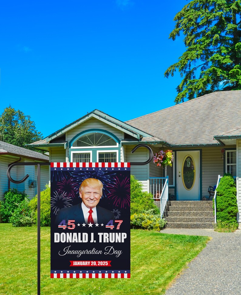 Trump Inauguration 2025 Garden Flag, 12x18 Inch Double Sided, JD Vance Lawn Flag, 45 47 President Donald Trump Flag, Trump Inauguration Flag