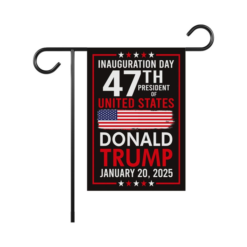Trump Inauguration 2025 Garden Flag, 12x18 Inch Double Sided, JD Vance Lawn Flag, 45 47 President Donald Trump Flag, Trump Inauguration Flag