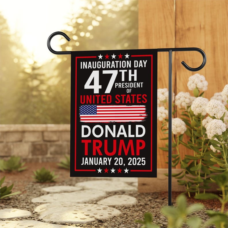 Trump Inauguration 2025 Garden Flag, 12x18 Inch Double Sided, JD Vance Lawn Flag, 45 47 President Donald Trump Flag, Trump Inauguration Flag