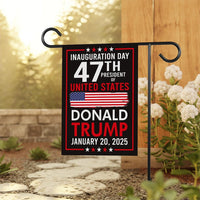 Trump Inauguration 2025 Garden Flag, 12x18 Inch Double Sided, JD Vance Lawn Flag, 45 47 President Donald Trump Flag, Trump Inauguration Flag
