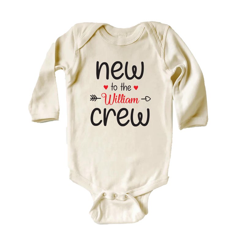 Personalized New to the Crew Baby Bodysuit, Baby Outfit for Boys or Girls