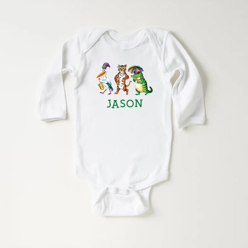 Personalized Mardi Gras Baby Sweatshirt, Adorable Mardi Gras Parade Outfit