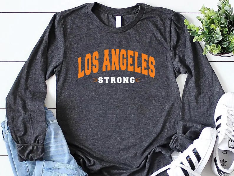Los Angeles Strong Long Sleeve Shirt, LA Graphic Forest Tee