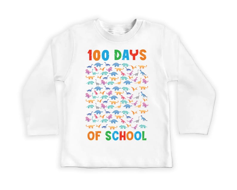 Dinosaurs 100 Days of School Toddler Shirt, Fun Dinosaur 100 Days Celebration Outfit