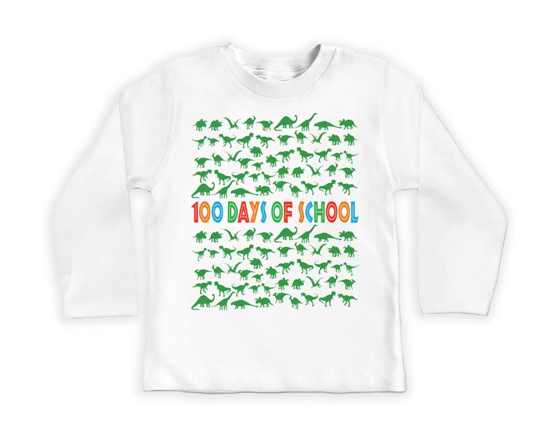Dinosaurs 100 Days of School Toddler Shirt, Fun Dinosaur 100 Days Celebration Outfit