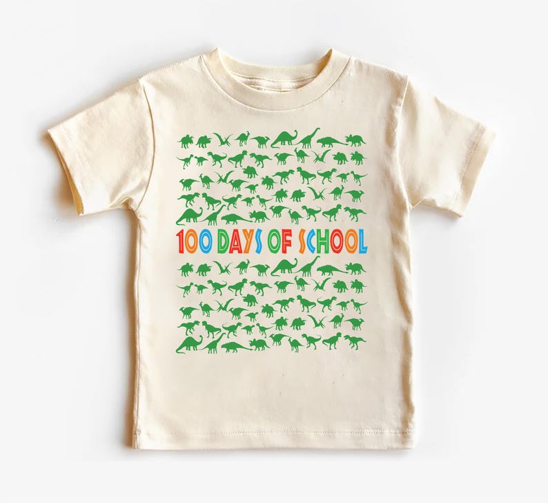 Dinosaurs 100 Days of School Toddler Shirt, Fun Dinosaur 100 Days Celebration Outfit