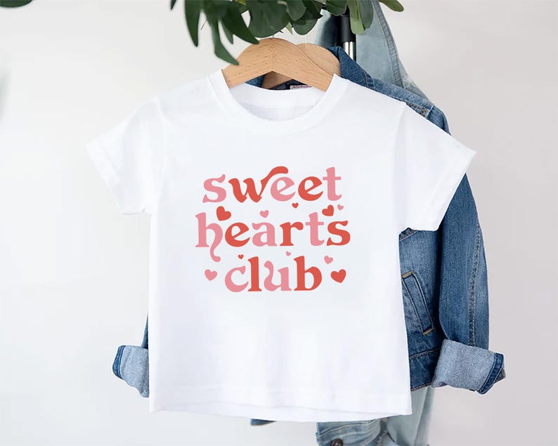 Sweethearts Club Baby Shirt, Cute Pink Valentine Outfit for Girls