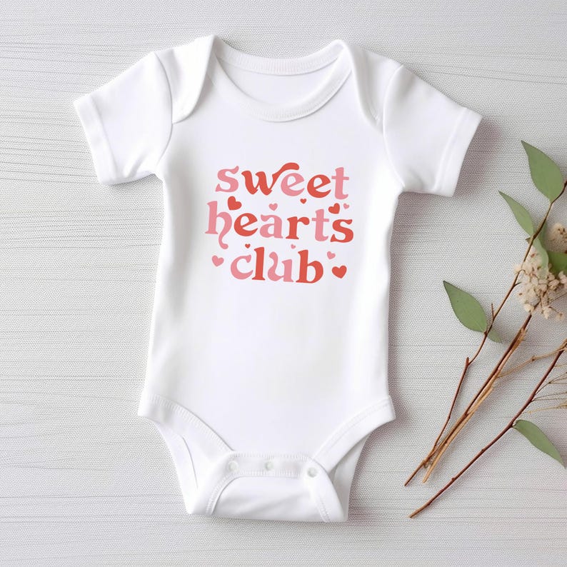 Sweethearts Club Baby Shirt, Cute Pink Valentine Outfit for Girls