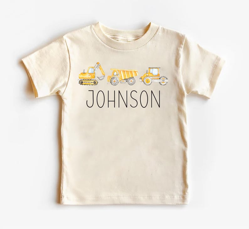 Personalized Construction Baby Shirt, Custom Equipment Outfit