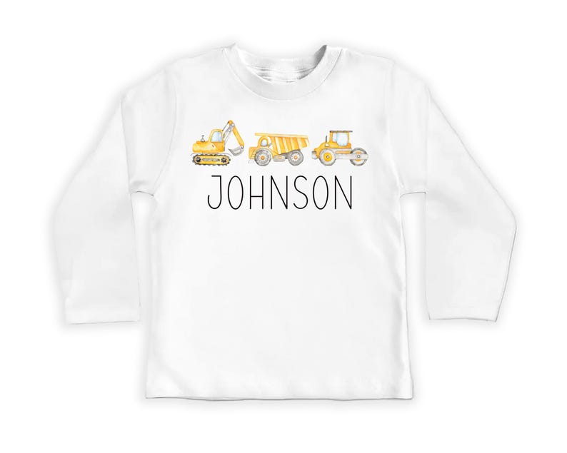 Personalized Construction Baby Shirt, Custom Equipment Outfit