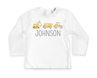 Personalized Construction Baby Shirt, Custom Equipment Outfit