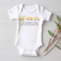 Personalized Construction Baby Shirt, Custom Equipment Outfit