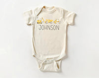 Personalized Construction Baby Shirt, Custom Equipment Outfit