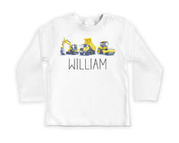 Personalized Construction Baby Shirt, Custom Equipment Outfit