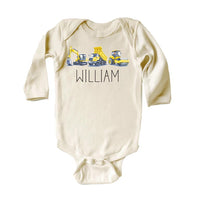 Personalized Construction Baby Shirt, Custom Equipment Outfit