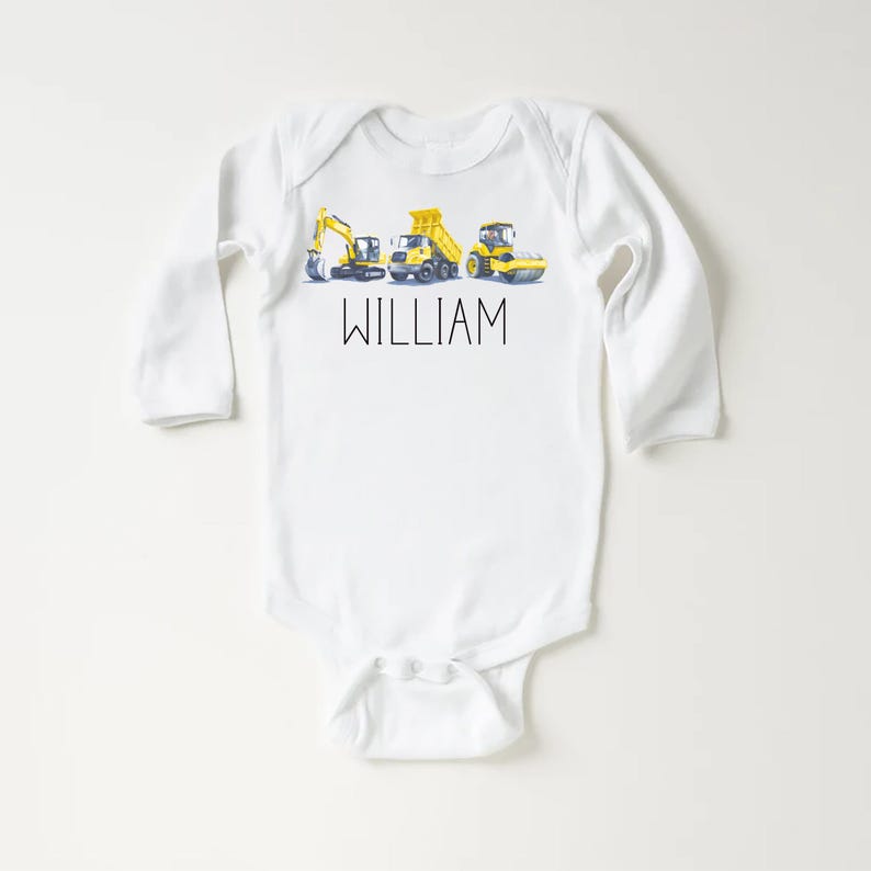 Personalized Construction Baby Shirt, Custom Equipment Outfit